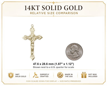 Men's 14kt Solid Gold Spade Tip Crucifix Pendant