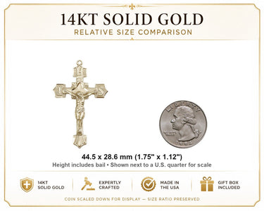 IHS 14kt Solid Gold Crucifix Pendant for Men