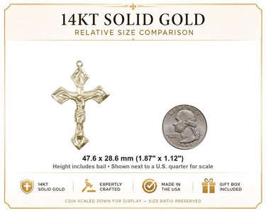 Men's 14kt Solid Gold Pointed Crucifix Pendant