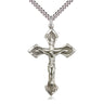 Extra Large Sterling Silver Catholic Crucifix Necklace 1 7/8 x 1 1/8 inches on 24 inch chain handcrafted by Bliss USA
