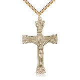 14kt Gold Filled Extra Large Catholic Crucifix Necklace 2 inch x 1.25 inch with 24 inch Chain by Bliss USA