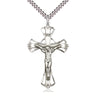 Sterling Silver Large Catholic Crucifix Necklace 1 3/4 x 1 1/8 inches on 24 inch chain by Bliss USA