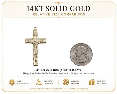 Men's 14kt Solid Gold Matted Crucifix Pendant