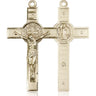 Large 14kt solid gold St Benedict crucifix pendant 1 3/4 x 1 handcrafted by Bliss USA