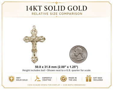 Men's Baroque Crucifix 14kt Solid Gold Pendant