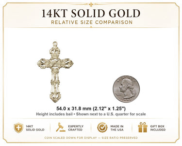 14kt Solid Gold Extra Large Cross Pendant | 2⅛x1¼ | Handcrafted USA | Bliss