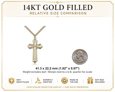 Large 14kt Gold Filled Catholic Cross Necklace | 1⅝x⅞ | 24" Chain | Bliss