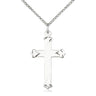 Sterling Silver Catholic Cross Necklace 1-1/8 x 5/8 inches with 18 inch chain handcrafted in USA by Bliss Manufacturing