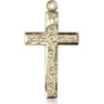 14kt Solid Gold Large Catholic Cross Pendant 1 1/4 x 3/4 inches Handcrafted by Bliss Manufacturing USA