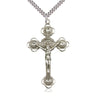 Extra large sterling silver Catholic crucifix necklace with 2 1/8 x 1 1/4 inch pendant on 24 inch chain handmade by Bliss