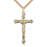 Extra large 14kt gold filled Catholic crucifix necklace with 1 7/8 x 1 inch pendant on 24 inch chain by Bliss