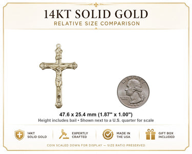 14kt Solid Gold Men's Textured Crucifix Pendant