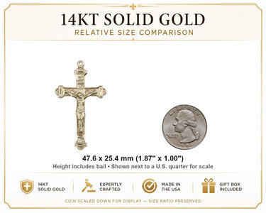 Men's Large 14kt Solid Gold Budded Crucifix Pendant