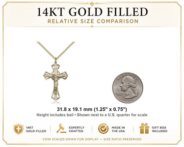 Open-Cut 14kt Gold Filled Crucifix Necklace – 18″ Chain