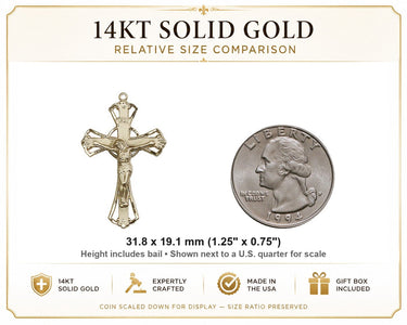 Open-Cut 14kt Solid Gold Crucifix Pendant