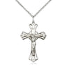 Sterling Silver Large Catholic Crucifix Necklace 1 1/4 x 3/4 inch with 18 inch curb chain by Bliss