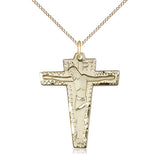 14kt Gold Filled Medium Catholic Primitive Crucifix Necklace 1-1/8 x 7/8 inches with 18 inch chain by Bliss