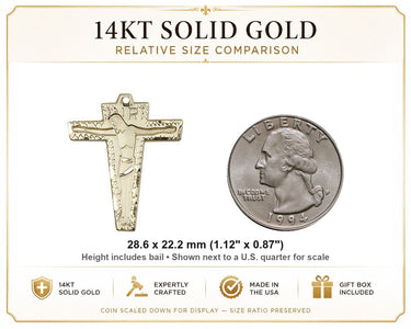 14kt Solid Gold Contemporary Crucifix Pendant