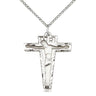 Sterling silver primitive crucifix necklace 1 1/8 x 7/8 inches with 18 inch chain handmade by Bliss