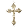 14kt solid gold Catholic crucifix pendant, medium 1⅛ inch x ¾ inch, handcrafted in USA by Bliss Manufacturing
