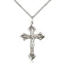 Sterling silver Catholic crucifix necklace, medium 1⅛ inch x ¾ inch pendant, 18 inch curb chain, handcrafted USA by Bliss