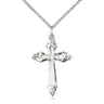 Sterling silver medium cross necklace with 1 1/8 inch pendant on 18 inch curb chain handcrafted by Bliss