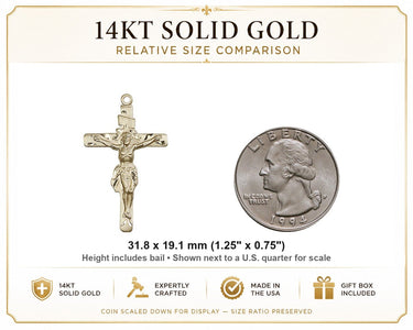 Women's 14kt Solid Gold Crucifix Ornate Corpus Pendant