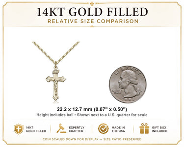 Women's 14kt Gold Filled Small Crucifix Necklace – 18″ Chain