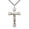 Sterling Silver Large Catholic Crucifix Necklace 1 3/4 x 1 1/8 inches with 24 inch chain by Bliss Manufacturing