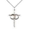 Sterling Silver Wedding Rings Cross Necklace 1 1/8 x 3/4 inches on 18 inch chain by Bliss