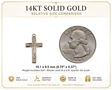 14kt Solid Gold Ornate Crucifix Pendant