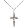 Sterling Silver Medium Catholic Crucifix Necklace 3/4 x 3/8 inches with 18 inch chain by Bliss Manufacturing