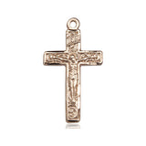 14kt Solid Gold Medium Catholic Crucifix Pendant 1x1/2 inch handcrafted by Bliss Manufacturing USA