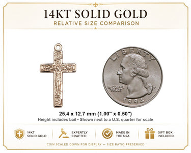 14kt Solid Gold Ornate Scrollwork Crucifix Pendant