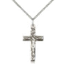 Sterling silver medium Catholic crucifix necklace with 1 inch pendant and 18 inch chain by Bliss