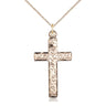 Large 14kt Gold Filled Catholic Cross Necklace 1 1/4 X 5/8 inch pendant on 18 inch chain handcrafted by Bliss Manufacturing USA