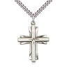 Large Sterling Silver Cross Necklace 1.25 inch by 7/8 inch with 24 inch Heavy Curb Chain by Bliss