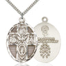 Extra large sterling silver Five-Way Holy Spirit medal necklace 1 7/8 x 1 1/4 inch with 24 inch chain by Bliss