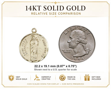 14kt Solid Gold Medium St. Jude Medal Pendant | 7/8 x 3/4 | Handcrafted in USA by Bliss