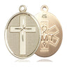 14kt Solid Gold EMT Cross Pendant with Star of Life, 1 1/8 x 3/4 medium size, handcrafted by Bliss