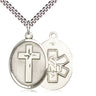 Sterling silver medium Catholic cross EMT necklace 1 1/8 x 3/4 pendant on 24 inch chain handcrafted by Bliss USA