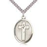 Sterling silver medium Catholic cross necklace 1 1/8 x 3/4 pendant on 24 inch chain handcrafted by Bliss USA