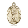 14kt Solid Gold St Christopher Patron Saint Medal Pendant 1 x 5/8 inches handcrafted by Bliss Manufacturing USA