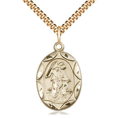 14kt Gold Filled Guardian Angel pendant necklace with 24 inch curb chain handcrafted by Bliss USA