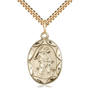 Collar con Colgante de Ángel Guardián Mediano de Oro Laminado de 14kt | Colgante de 1 x 5/8 | Cadena de 24