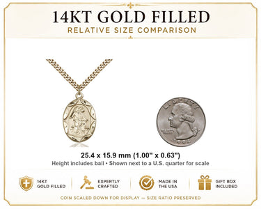 14kt Gold Filled Medium Guardian Angel Necklace | 1 x 5/8 Pendant | 24" Chain | USA Made by Bliss
