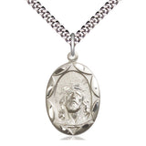 Sterling Silver Ecce Homo pendant necklace with 24 inch curb chain handcrafted by Bliss USA