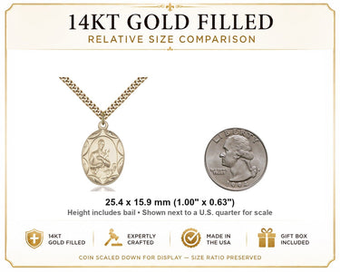 14kt Gold Filled St. Gerard Pendant Necklace 1 x 5/8 - 24 Inch Chain
