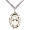 Sterling Silver Medium Catholic Cross Necklace 1 inch by 5/8 inch pendant on 24 inch curb chain handcrafted by Bliss Manufacturing USA