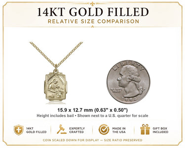 14kt Gold Filled Small St. Ann Patron Saint Medal Necklace | 5/8" x 1/2" | 18" Chain | USA Made by Bliss